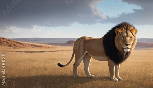 Wallpaper Mural Lion in the field, Generative A.I., AI-generated Torontodigital.ca