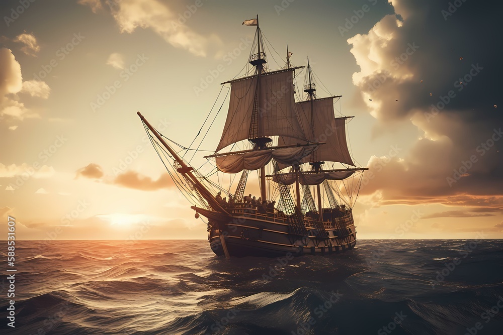 A ship sailing in the sea Generative AI A ship sailing in the sea Generative AI