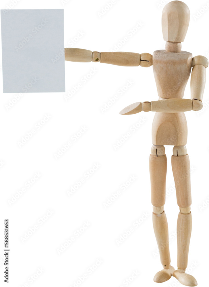 3d image of wooden figurine showing blank white board 3d image of wooden figurine showing blank white board