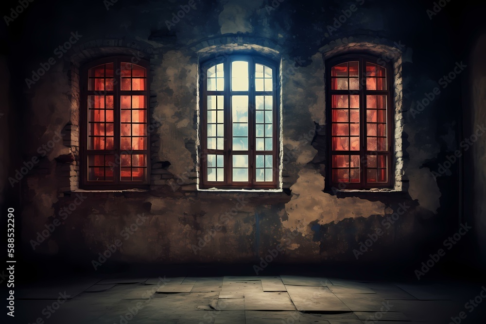 A group of windows in a building Generative AI A group of windows in a building Generative AI