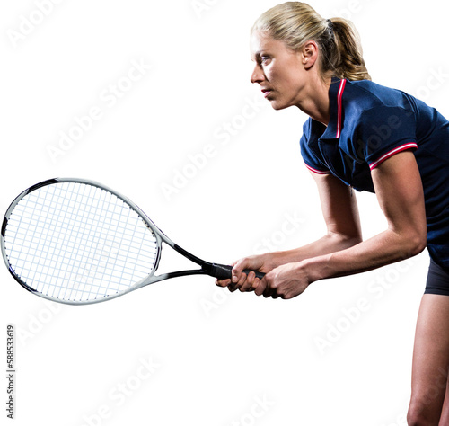 Tennis player playing tennis with a racket 