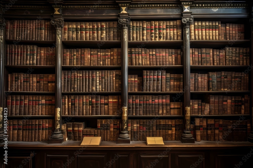 A large library with many books Generative AI