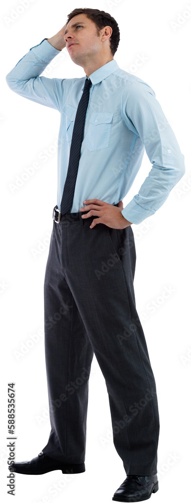 Thoughtful businessman with hand on head Thoughtful businessman with hand on head