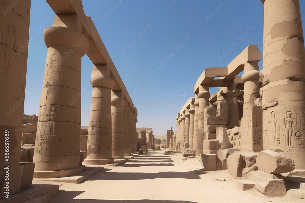 A group of pillars in a desert Generative AI