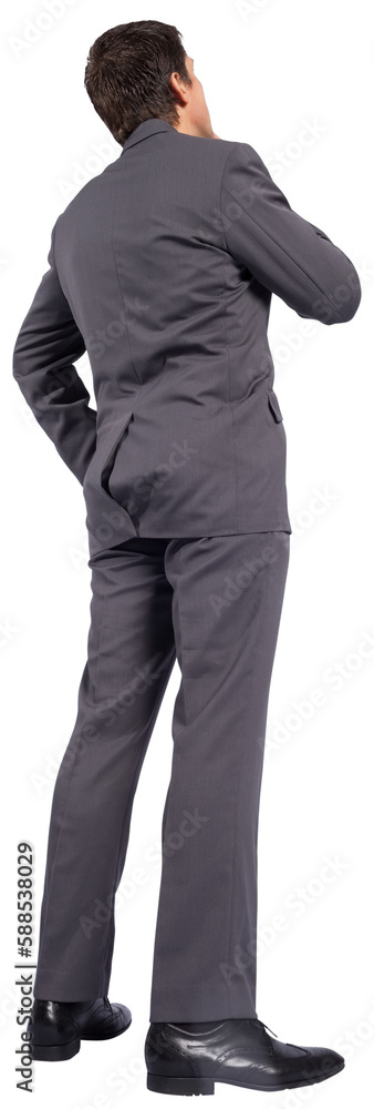 Thinking businessman with hand on chin Thinking businessman with hand on chin