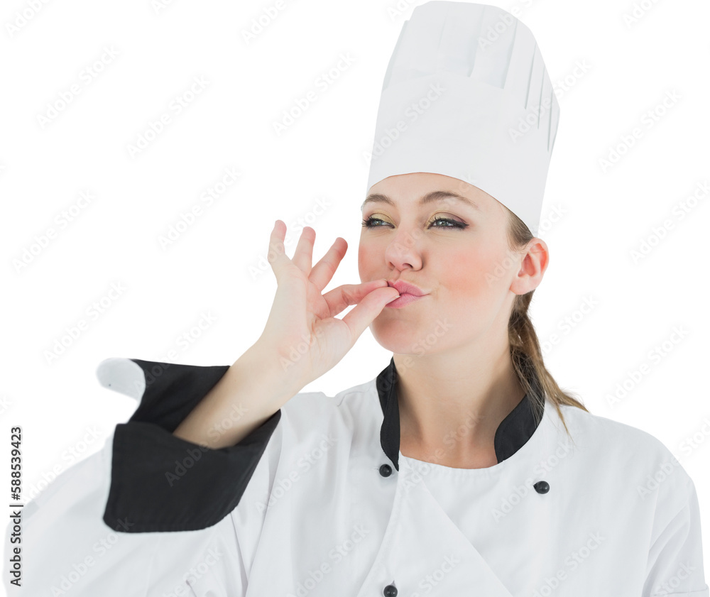 Portrait of a woman chef satisfying Portrait of a woman chef satisfying