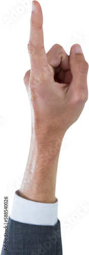 Cropped hand of businessman pointing 