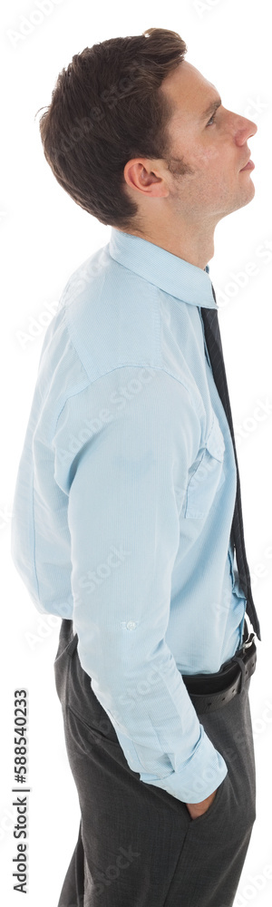 Fototapeta premium Serious businessman with hand in pocket