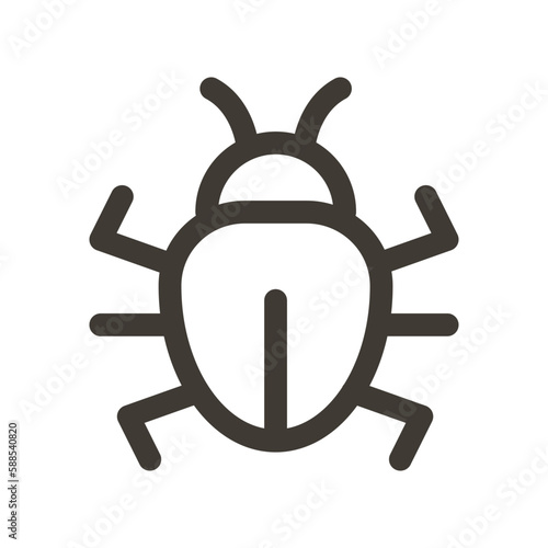 Vector thin line icon outline graphic illustration element of a bug. Software computer internet bug or insect