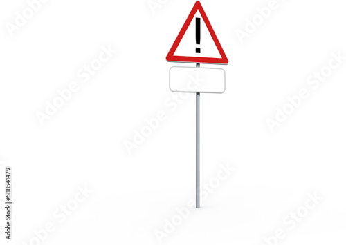 Exclamation mark on triangle shaped road sign