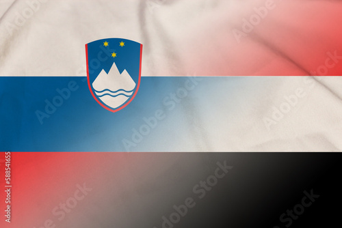 Slovenia and Yemen government flag transborder contract YEM SVN photo