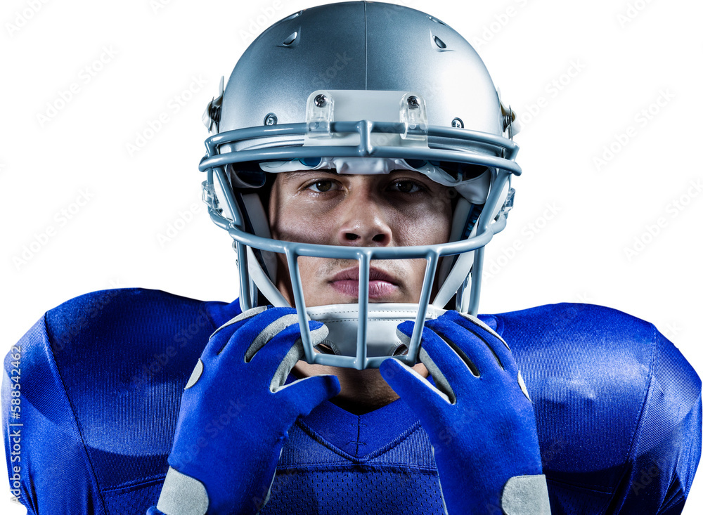 Portrait of serious sportsman holding helmet Portrait of serious sportsman holding helmet