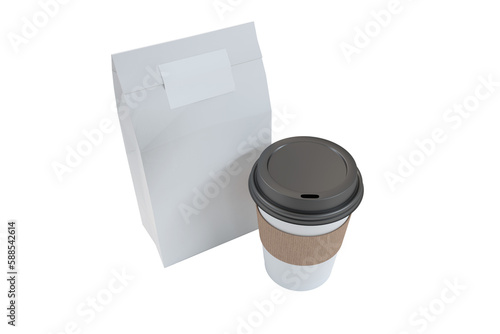 Composite image of packet and disposable cup