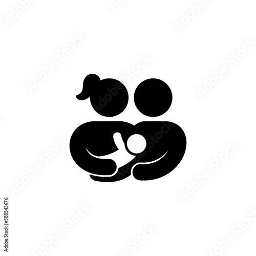 symbol of father and mother holding baby