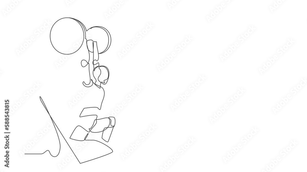 Animated self drawing of continuous one line draw robots come out from cellular phone with weightlifter pose. Humanoid robot cybernetic organism. Future robotics. Full length single line animation Animated self drawing of continuous one line draw robots come out from cellular phone with weightlifter pose. Humanoid robot cybernetic organism. Future robotics. Full length single line animation
