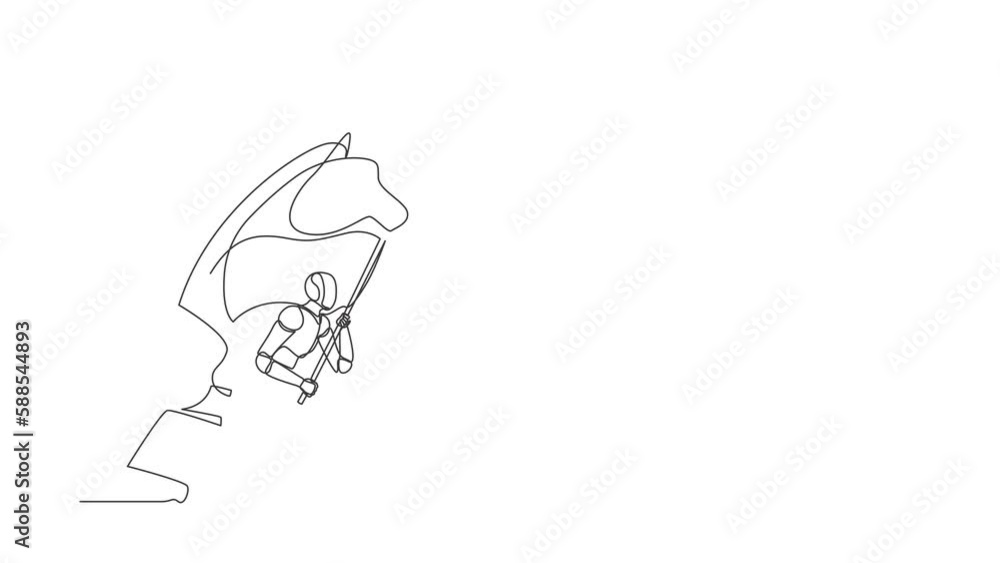 Animated self drawing of continuous line draw robots running holding flag beside horse knight chess. Humanoid robot cybernetic organism. Future robotics development. Full length single line animation Animated self drawing of continuous line draw robots running holding flag beside horse knight chess. Humanoid robot cybernetic organism. Future robotics development. Full length single line animation