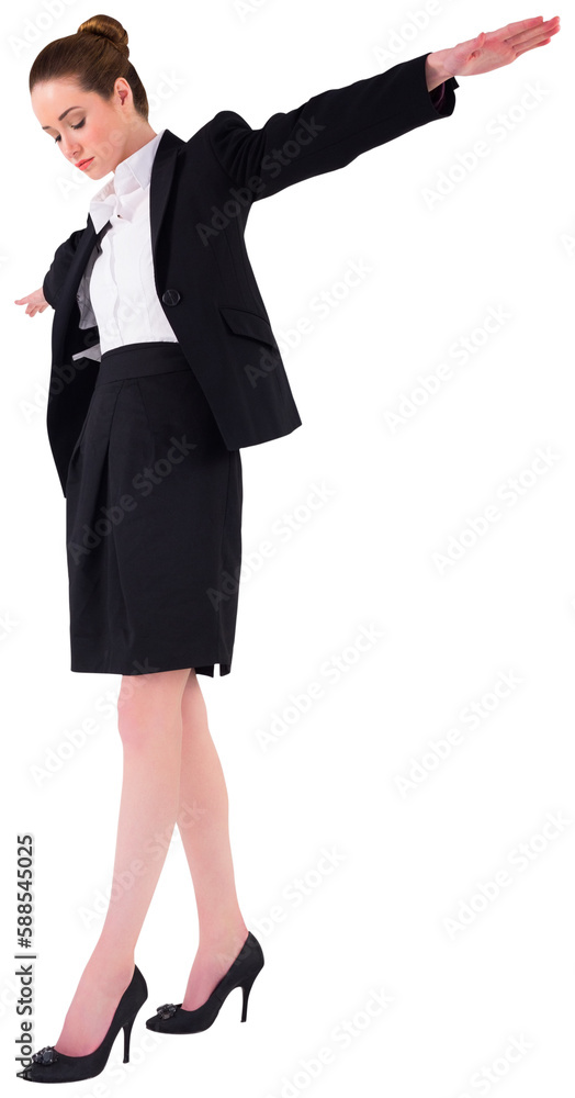 Businesswoman performing a balancing act Businesswoman performing a balancing act