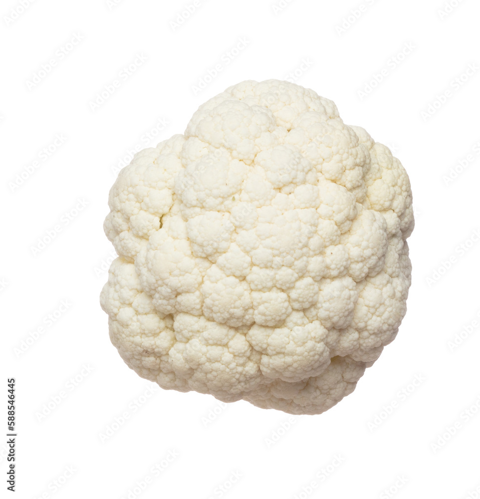 Cauliflower fly in mid air, green fresh vegetable cauliflower falling. Organic fresh vegetable with eaten leaf of cauliflower, close up texture. White background isolated freeze motion high speed Cauliflower fly in mid air, green fresh vegetable cauliflower falling. Organic fresh vegetable with eaten leaf of cauliflower, close up texture. White background isolated freeze motion high speed