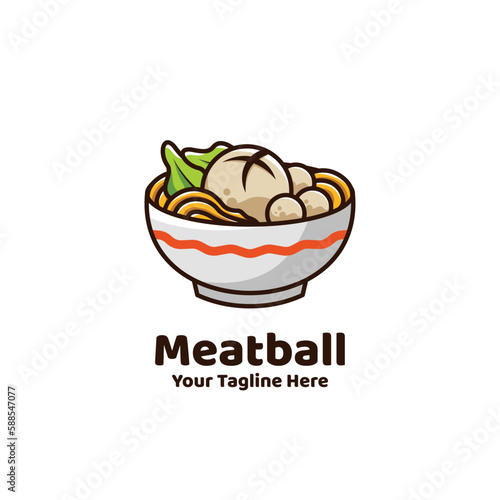 simple meatball logo with outlined style