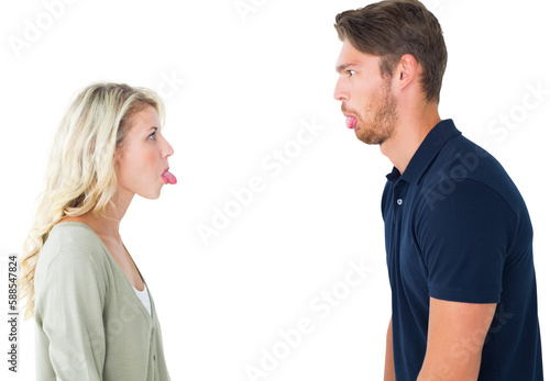 Childish couple having an argument