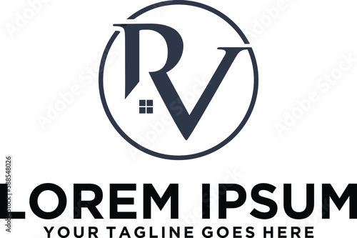 Initial RV letter logo design