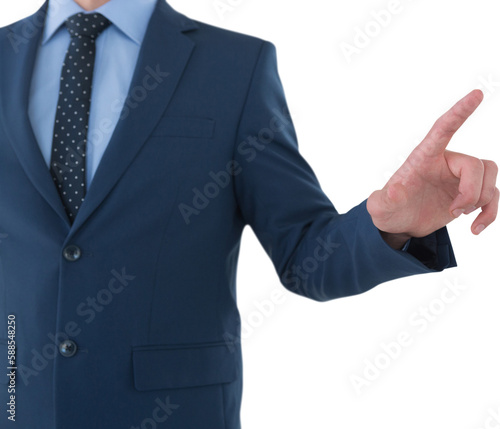 Mid section of businessman selecting on imaginary screen
