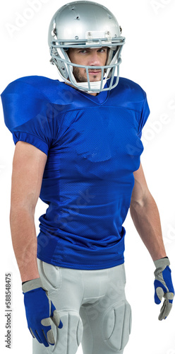 Confident American football player standing