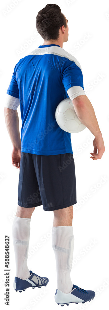 Handsome football player in blue jersey Handsome football player in blue jersey