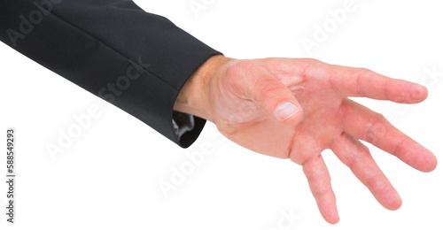 Businessman holding hand out