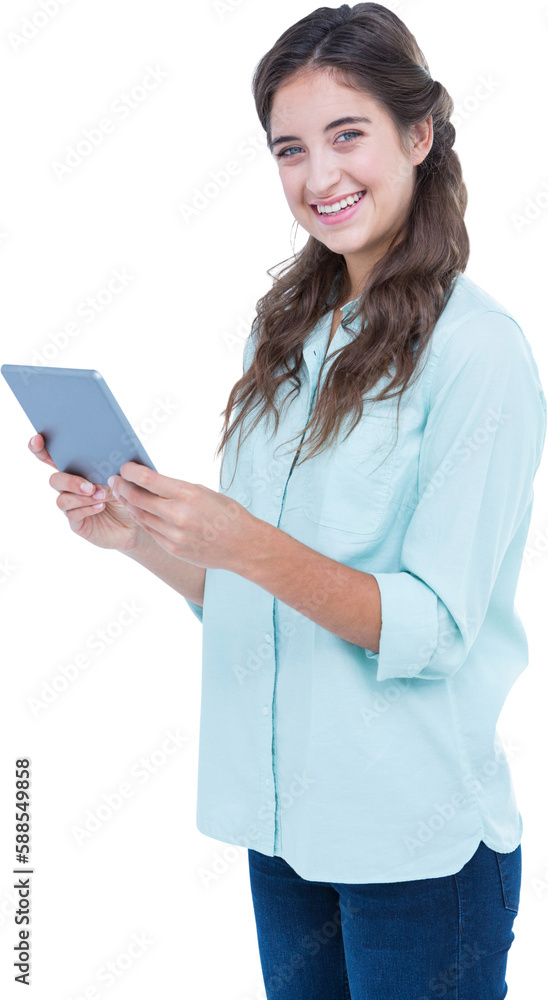 Portrait of happy young woman with digital tablet Portrait of happy young woman with digital tablet