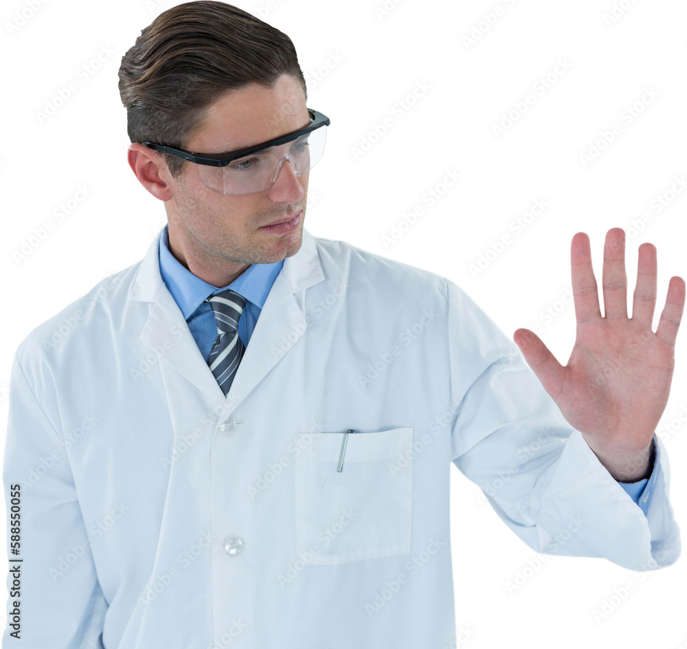 Doctor touching transparent interface Doctor touching transparent interface