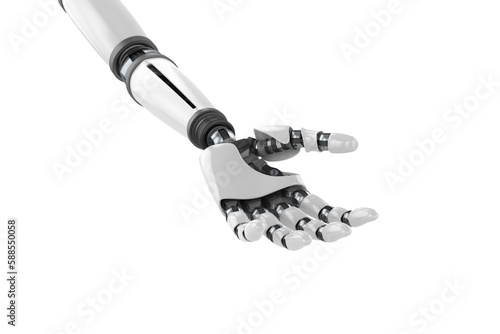 Silvered colored robotic hand