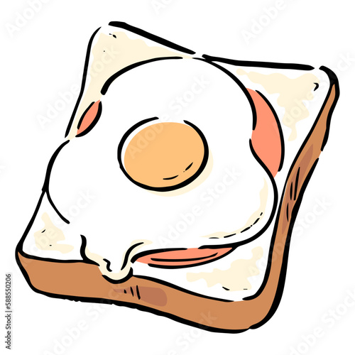 手描きのハムエッグトースト