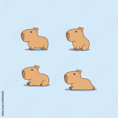 Cute capybara cartoon, vector illustration photo