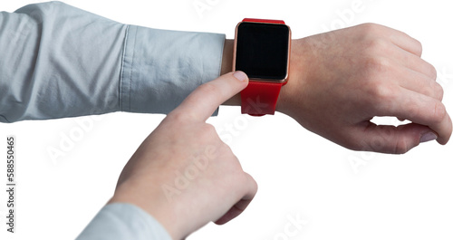 Cropped image of man using smart watch