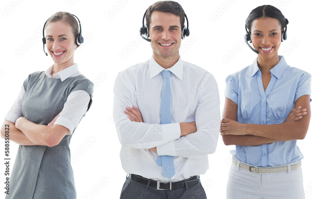Portrait of call center executives with arms crossed Portrait of call center executives with arms crossed