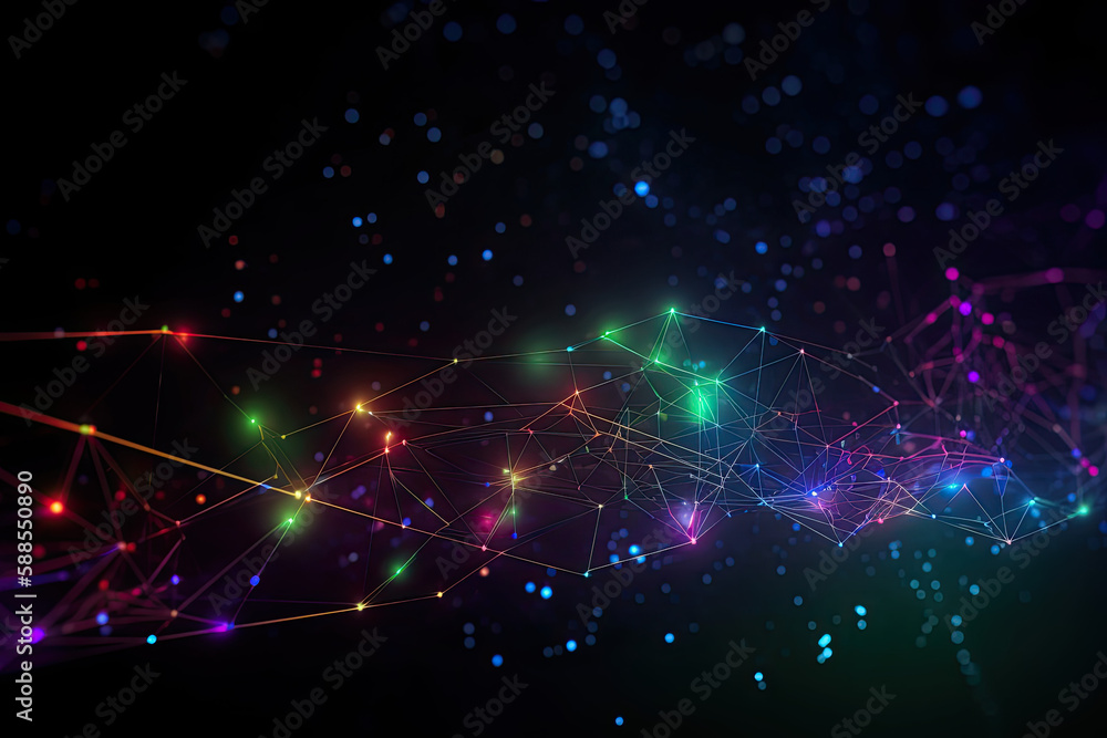 Obraz premium Technology data connections with neon background. Generative AI