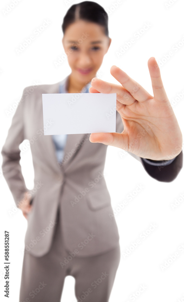 Portrait of a cute businesswoman showing a blank business card Portrait of a cute businesswoman showing a blank business card
