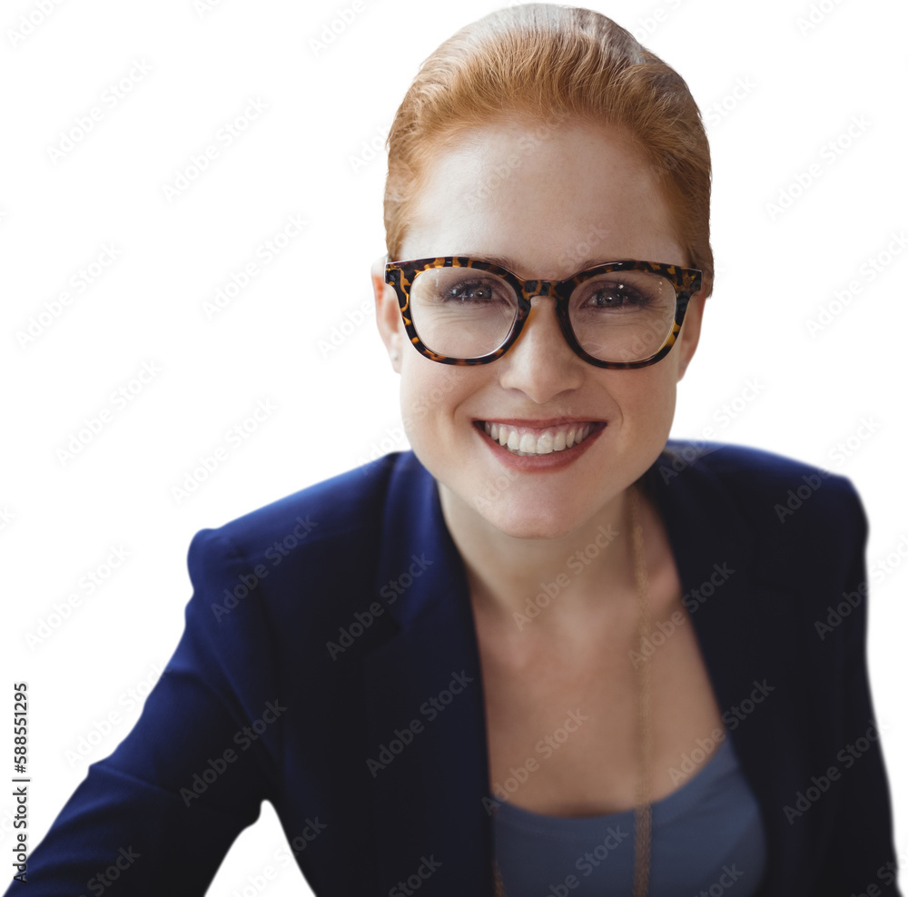Portrait of happy businesswoman wearing eyeglasses