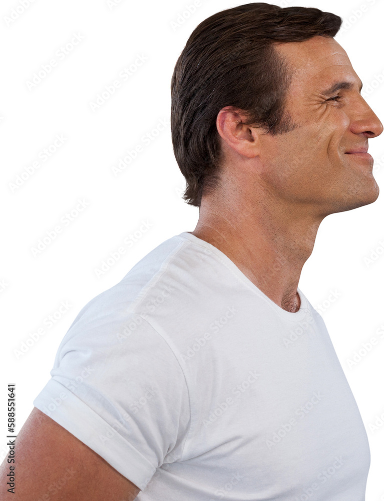 Side view of smiling mature man looking away Side view of smiling mature man looking away