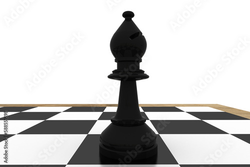 Fotografie Black bishop on chess board