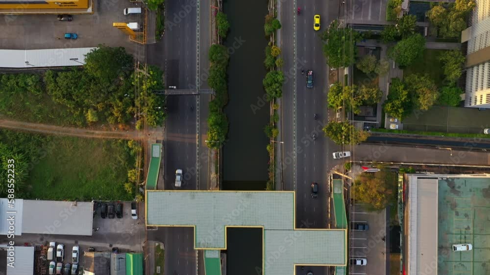 evening time flight over bangkok city center river downtown traffic street aerial topdown panorama 4k thailand evening time flight over bangkok city center river downtown traffic street aerial topdown panorama 4k thailand