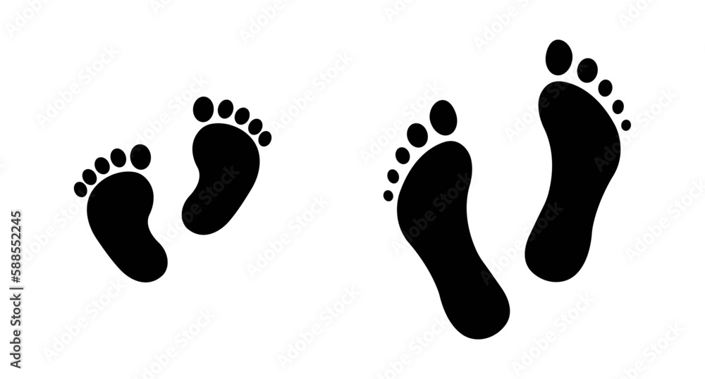 Set different human footprints. Baby footprint - stock vector Set different human footprints. Baby footprint - stock vector