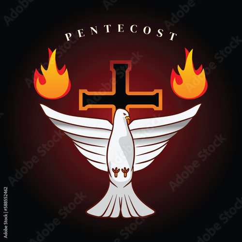 square size design with illustration of a dove with a pentecost cross