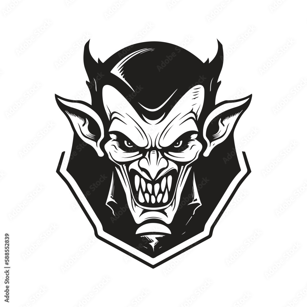 vampire, logo concept black and white color, hand drawn illustration