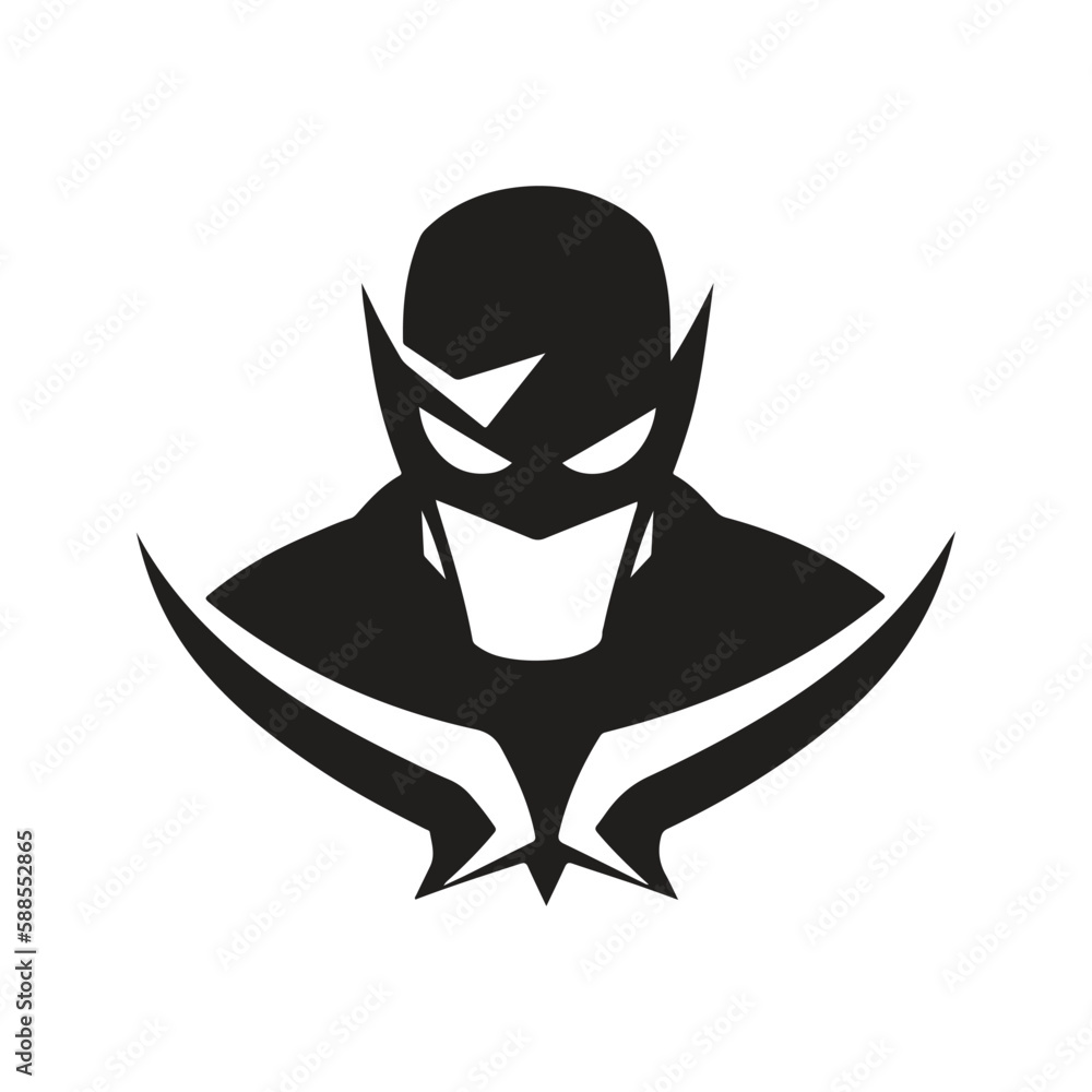 super hero, logo concept black and white color, hand drawn illustration