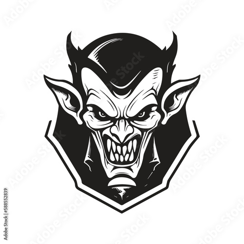vampire, logo concept black and white color, hand drawn illustration