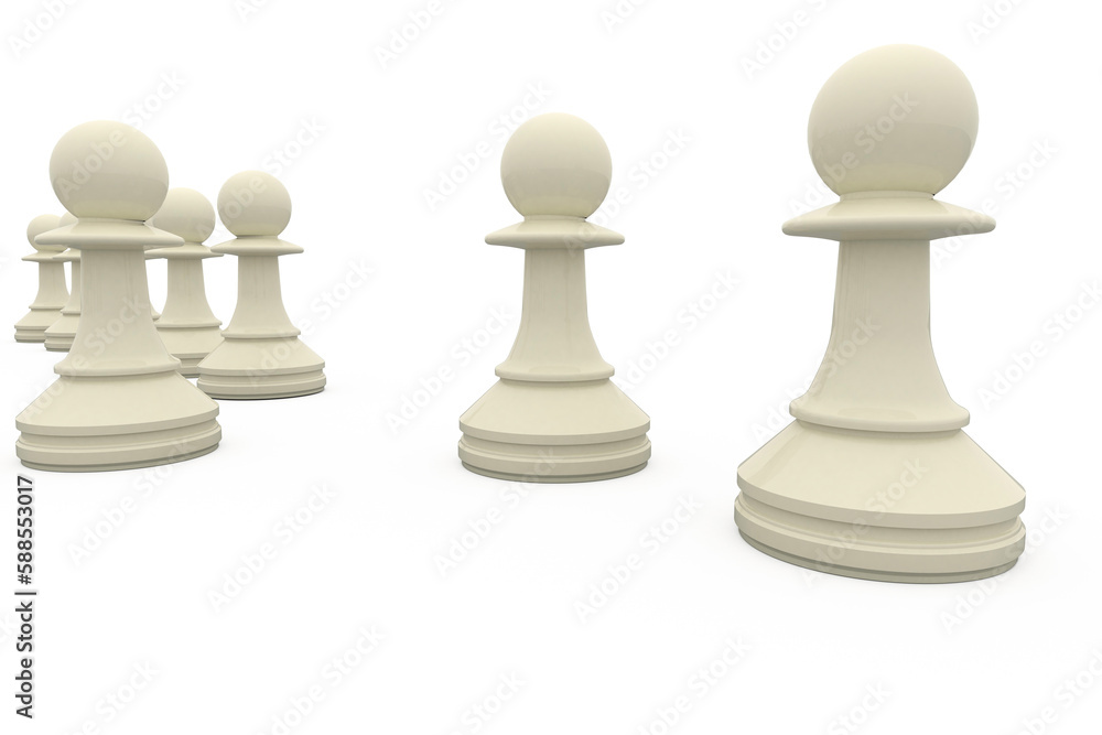 White chess pawns in a row White chess pawns in a row