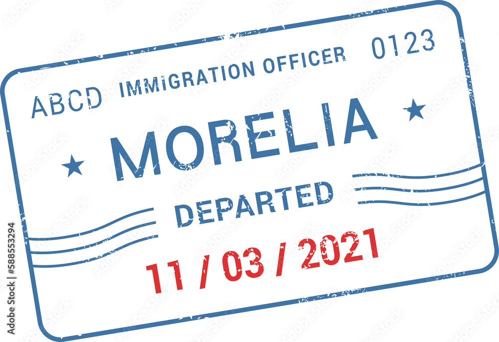 Obraz premium Morelia international passport travel visa stamp
