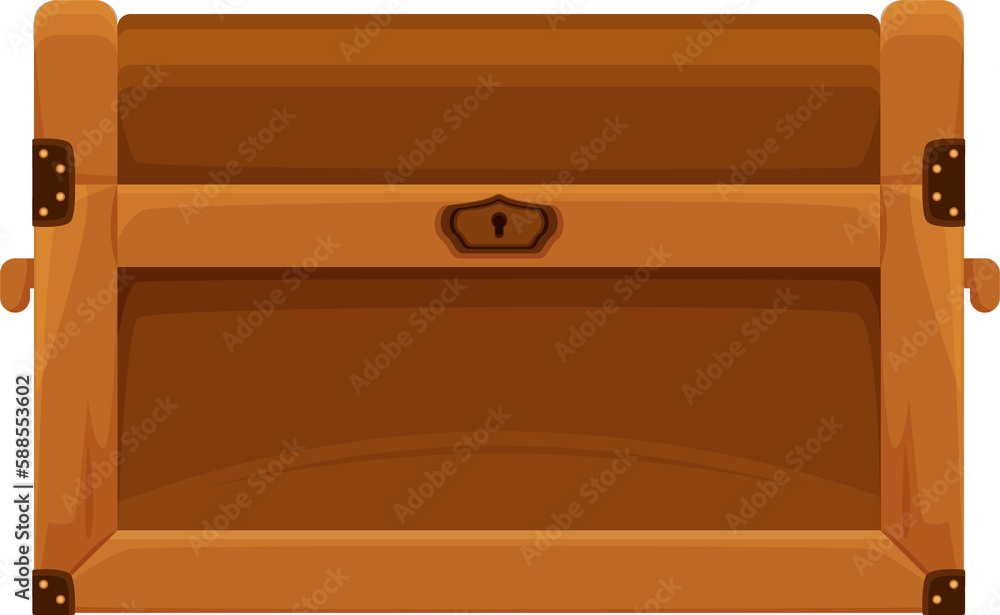 Cartoon wooden chest, treasure trunk, solid box Cartoon wooden chest, treasure trunk, solid box